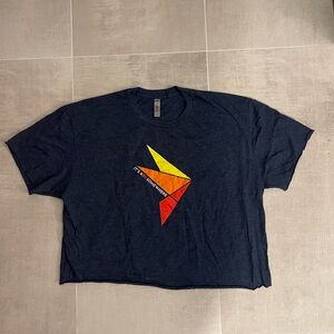 Cropped Graphic Tee with Geometric Design